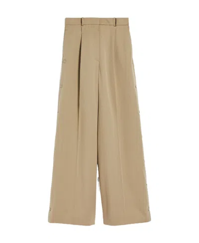 Max Mara Wool Wide-legged Casual Trousers In Nude