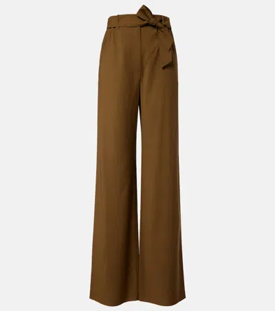 Max Mara Wool Wide-leg Pants In Brown