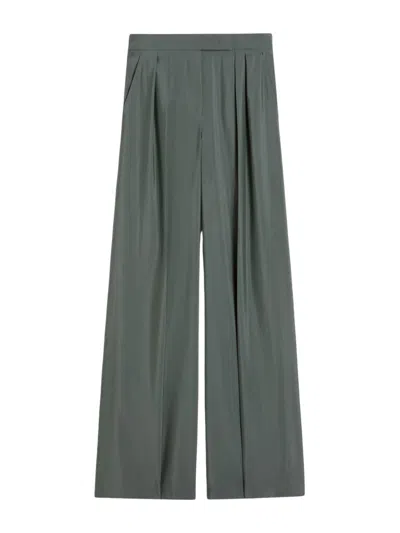 Max Mara Wool Wide-leg Pants In Green