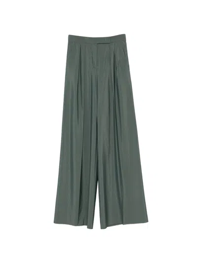 Max Mara Wool Wide-leg Trousers In Green