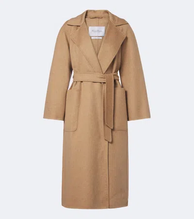 Max Mara Wool Wrap Coat In Beige