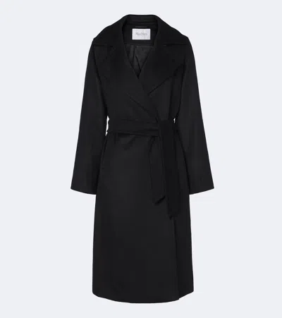 Max Mara Wool Wrap Coat In Black