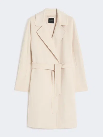 Max Mara Wool Wrap Coat In White