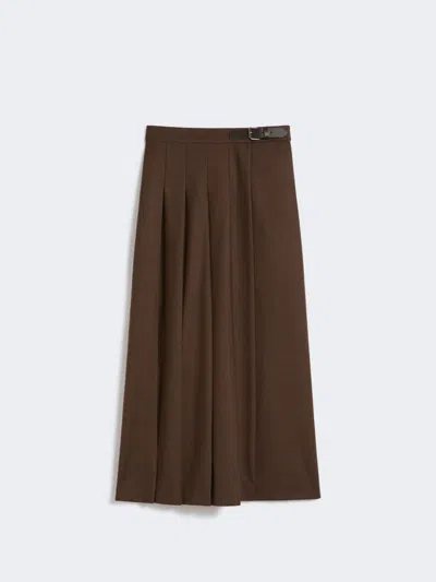 Max Mara Wool Wrap Skirt In Brown