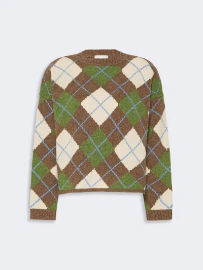Max Mara Wool Yarn Argyle Jumper In Green