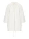Max Mara Hooded Cardigan Drawstring Detail In White