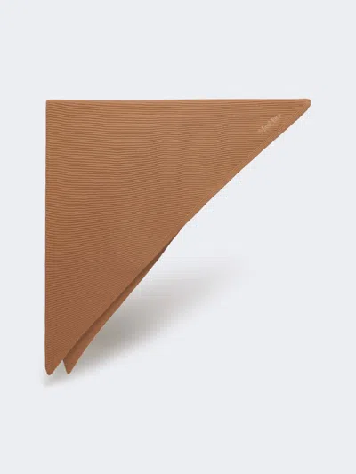 Max Mara Wool Yarn Maxi Shawl In Brown