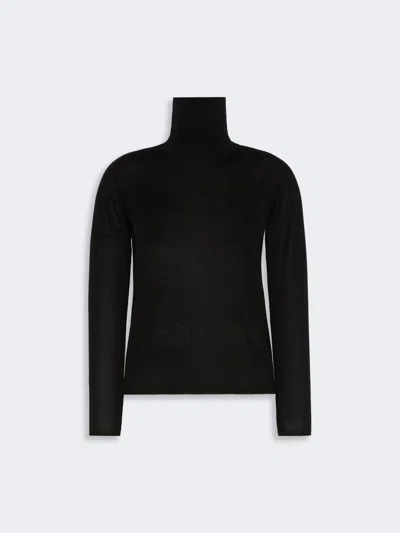 Max Mara Wool Yarn Polo-neck Sweater In Black