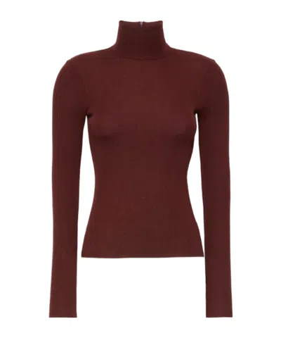 Max Mara Wool Yarn Polo-neck Sweater In Brown