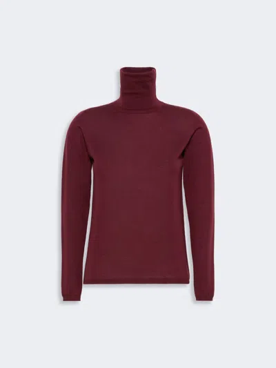 Max Mara Wool Yarn Polo-neck Sweater In Rose Violet