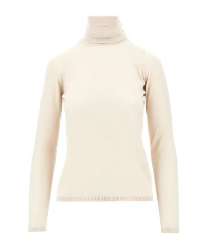 Max Mara Wool Yarn Polo-neck Sweater In Neutral