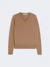 Max Mara Idoneo Wool V Neck Sweater In Brown