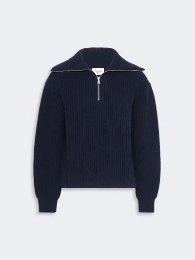 Max Mara Wool Zip-up Roll-neck Jumper In Blue