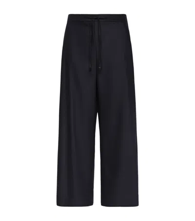 Max Mara Wool-blend Drawstring Trousers In Navy