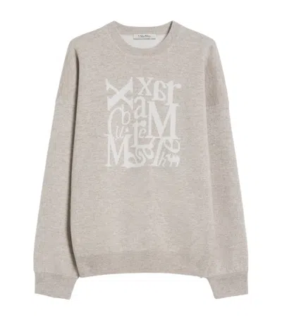 Max Mara Wool-blend Logo Sweater In Beige