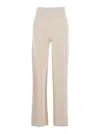 Max Mara Minimalist Solid-color Wool Wide-leg Pants In Nude