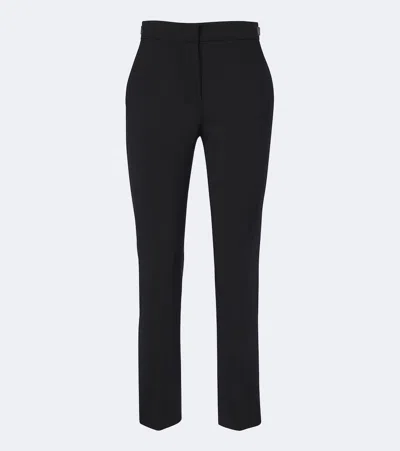 Max Mara Wool-blend Slim Pants In Black