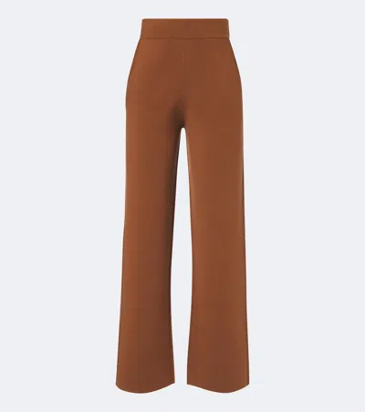 Max Mara Wool-blend Wide-leg Pants In Brown