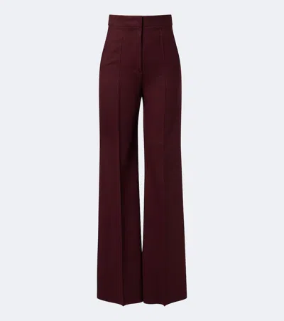 Max Mara Wool-blend Wide-leg Pants In Burgundy