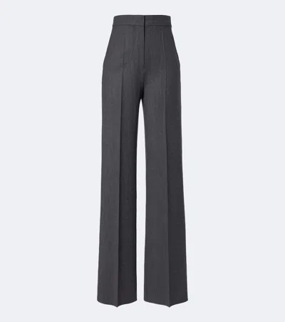 Max Mara Wool-blend Wide-leg Pants In Gray