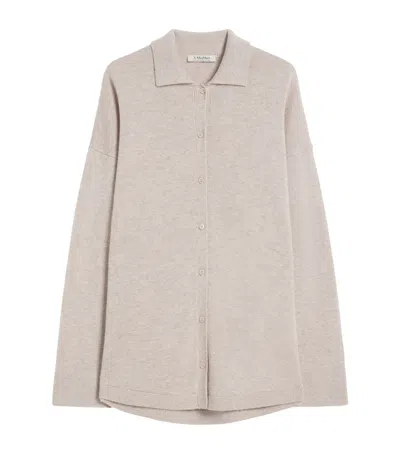 Max Mara Wool-cashmere Cardigan In Beige