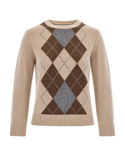 Max Mara Wool-cashmere Diamond Knit Sweater In Neutral