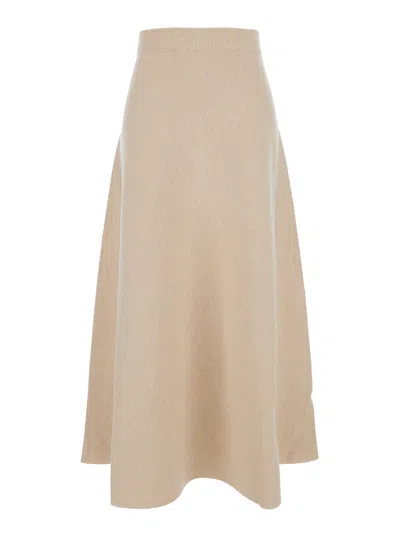 Max Mara Wool-cashmere Flared Skirt In Neutral
