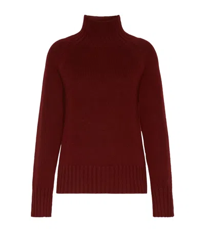 Max Mara Wool-cashmere High-neck Sweater In Burgundy