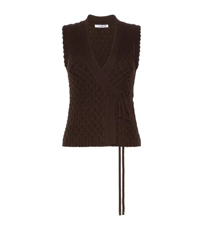 Max Mara Wool-cashmere Wrap Sweater Vest In Brown