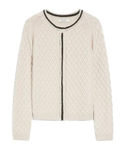 Max Mara Woolen Cardigan In White