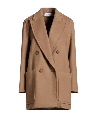 Max Mara Woolen Double-breasted Overcoat In Brown