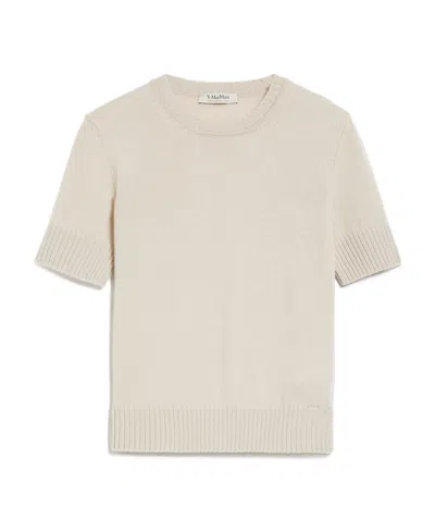 Max Mara Woolen Round Neck Sweater In Nude