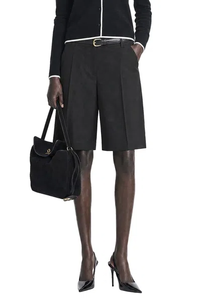 Max Mara Woollen Cloth Bermuda Shorts In Black