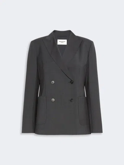 Max Mara Woollen Cloth Blazer In Dark Grey