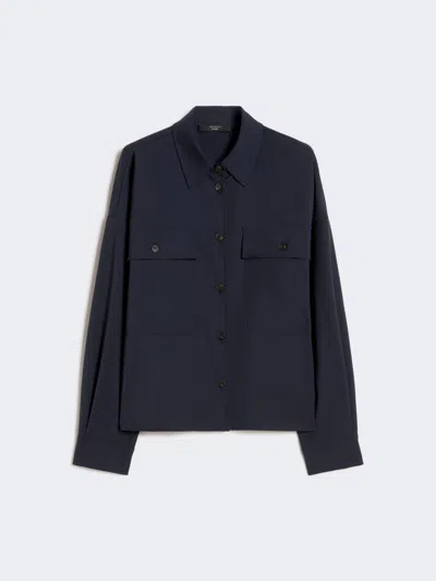 Max Mara Woollen Cloth Cropped Jacket In Blue