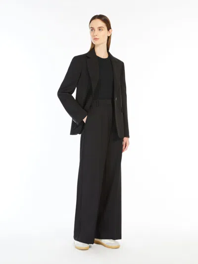 Max Mara Woollen Cloth Palazzo Trousers In Black