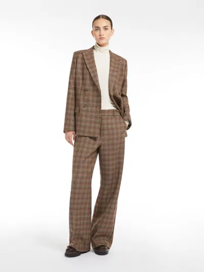 Max Mara Woollen Cloth Palazzo Trousers In Brown