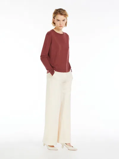 Max Mara Woollen Cloth Palazzo Trousers In Ivory