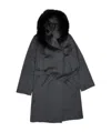 Max Mara Woolly Collar Hooded Coat In Gray