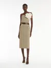 Max Mara Workwear Dress In Stretch Gabardine In Kaki