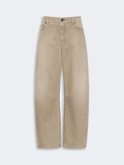 Max Mara Worn-look Denim Barrel-leg Jeans In Brown