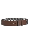 Max Mara Woved Mixed Media Belt In Brown/black