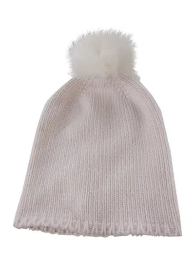 Pre-owned Max Mara Woven Beanie Hat In White