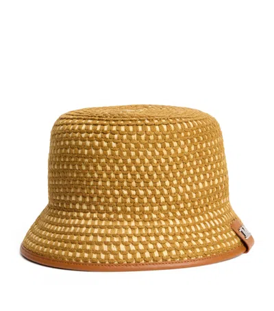 Max Mara Woven Bucket Hat In Brown