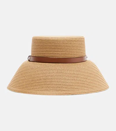 Max Mara Woven Bucket Hat In Brown
