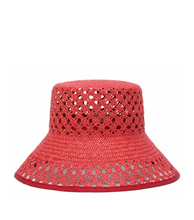 Max Mara Woven Bucket Hat In Red