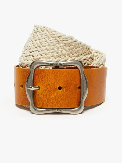 Max Mara Woven Cotton Belt In Brown