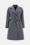 Max Mara Woven Draped Wool Coat In Gray