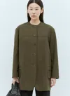 Max Mara Shirt-style Round-collar Casual Jacket In Green