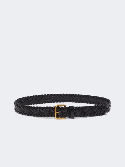 Max Mara Woven Leather Belt In Black